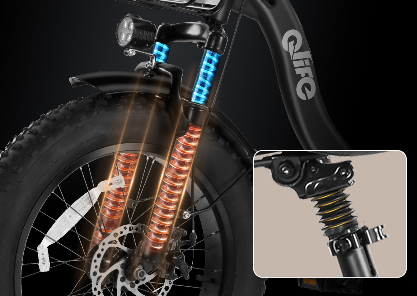 Dual Suspension System – Front Fork & Seat Post Shock Absorbers