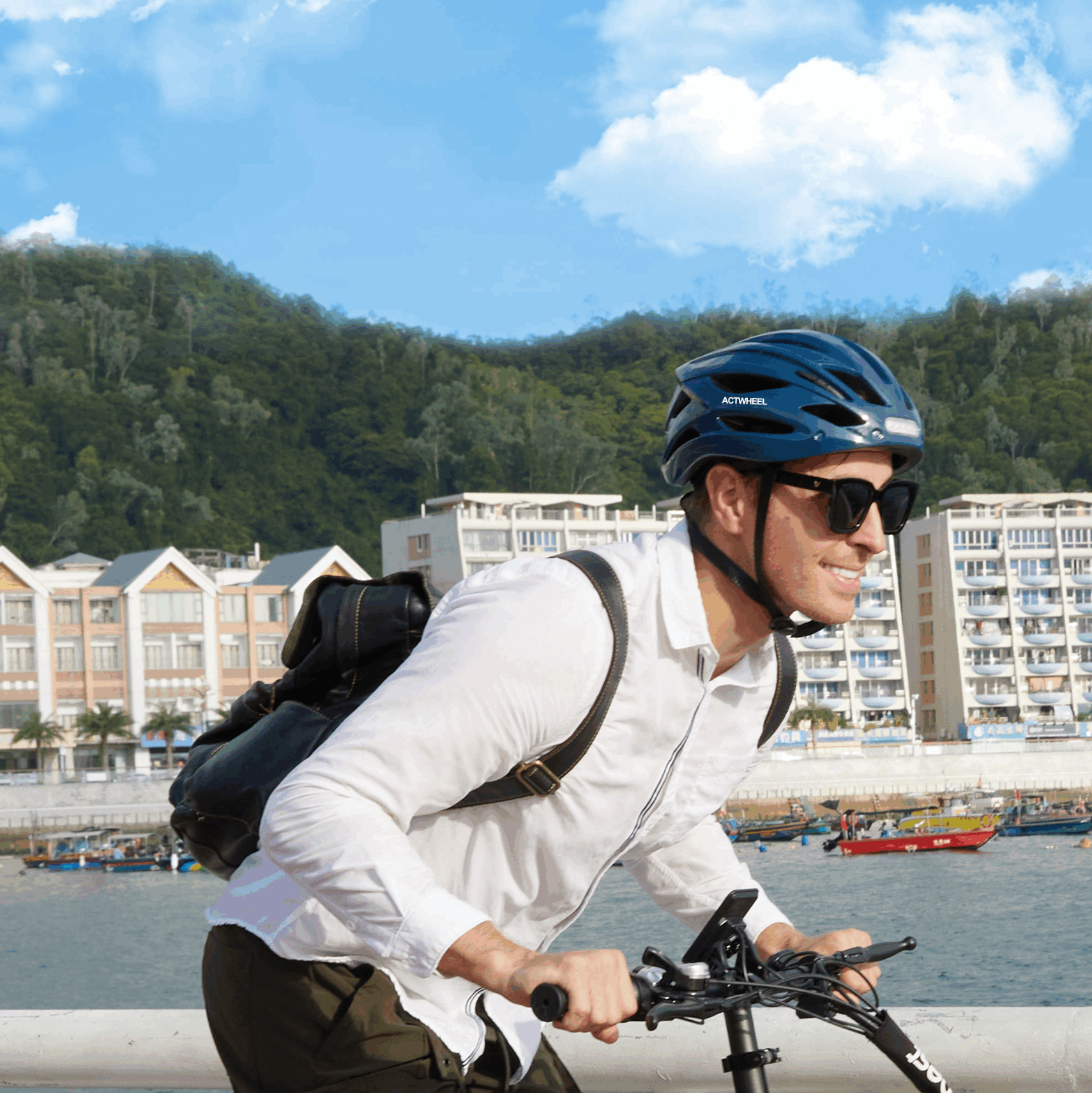 ACTWHEEL Adult Bike Helmet with USB Rechargeable LED Front and Back Light