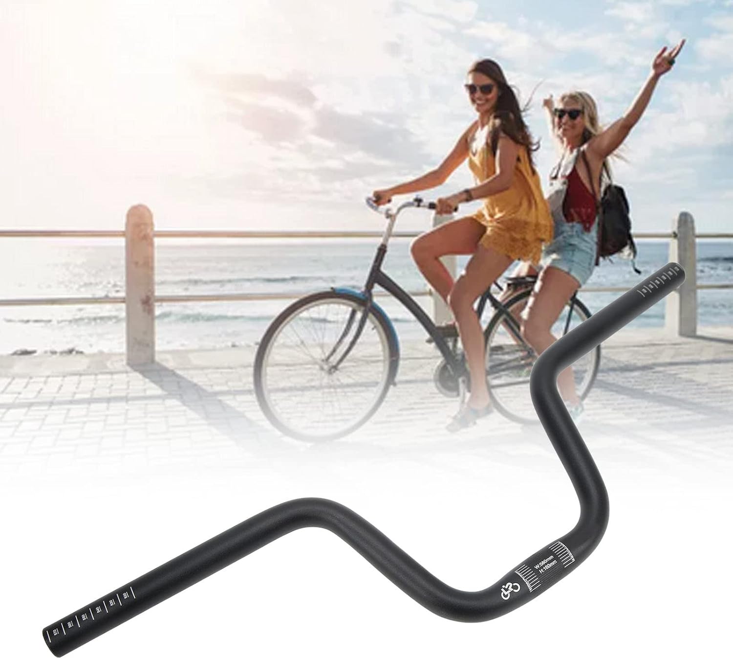 LYNKRIDE 25.4 Bike Handlebar - 580mm Lp Litepro Aluminum Alloy Bicycle Handlebars - 120mm,160mm Riser Handlebar for Brompton Folding bike, E-bike, Commuter bike(160mm Rise)