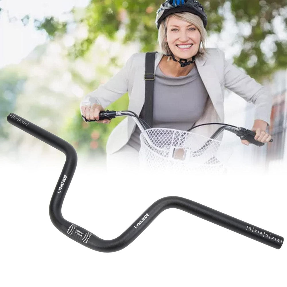 LYNKRIDE 25.4 Bike Handlebar - 580mm Lp Litepro Aluminum Alloy Bicycle Handlebars - 120mm,160mm Riser Handlebar for Brompton Folding bike, E-bike, Commuter bike(160mm Rise)