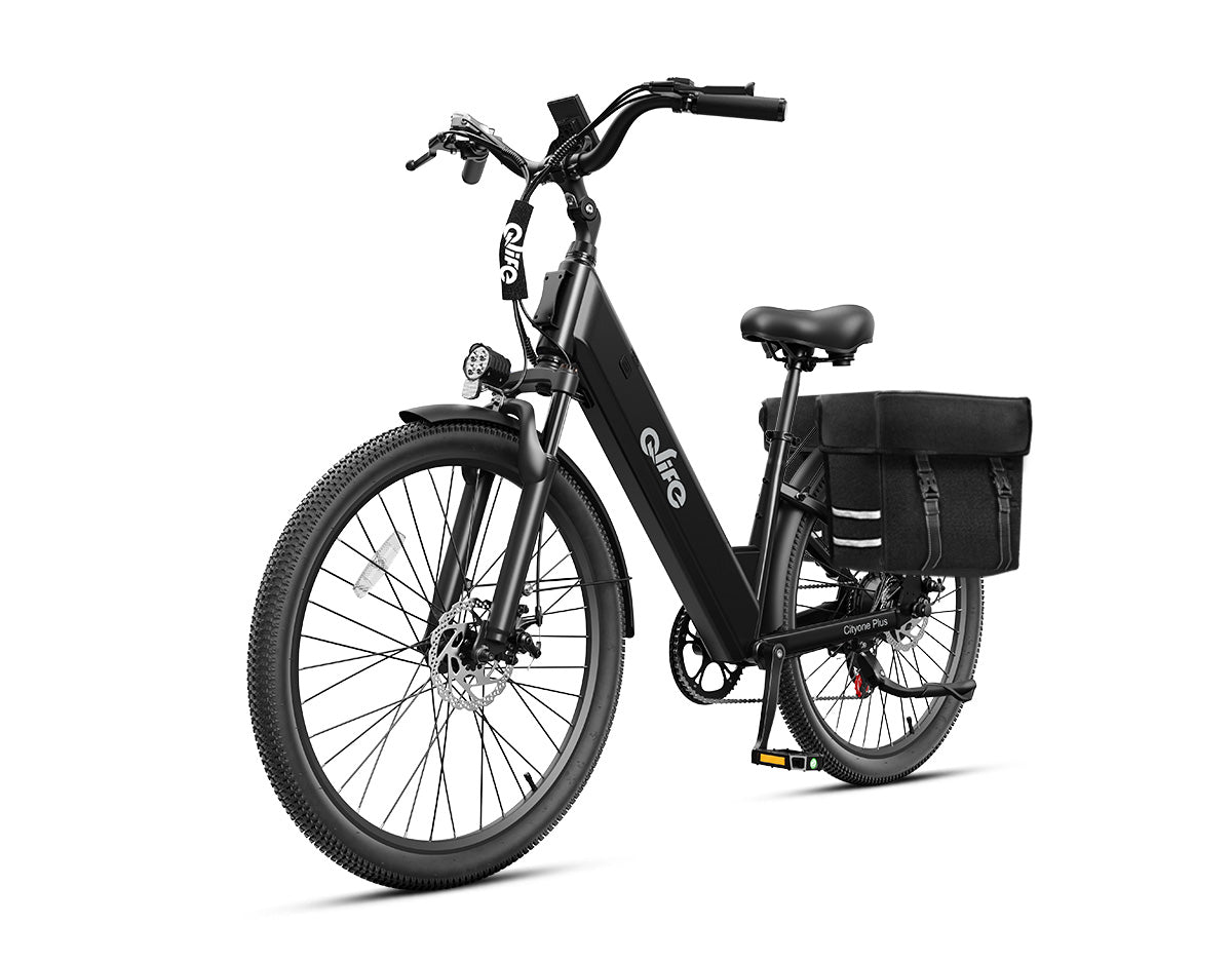 Cityone Plus Step-Thru Electric Commuter Bike, With Pannier Bag, Black