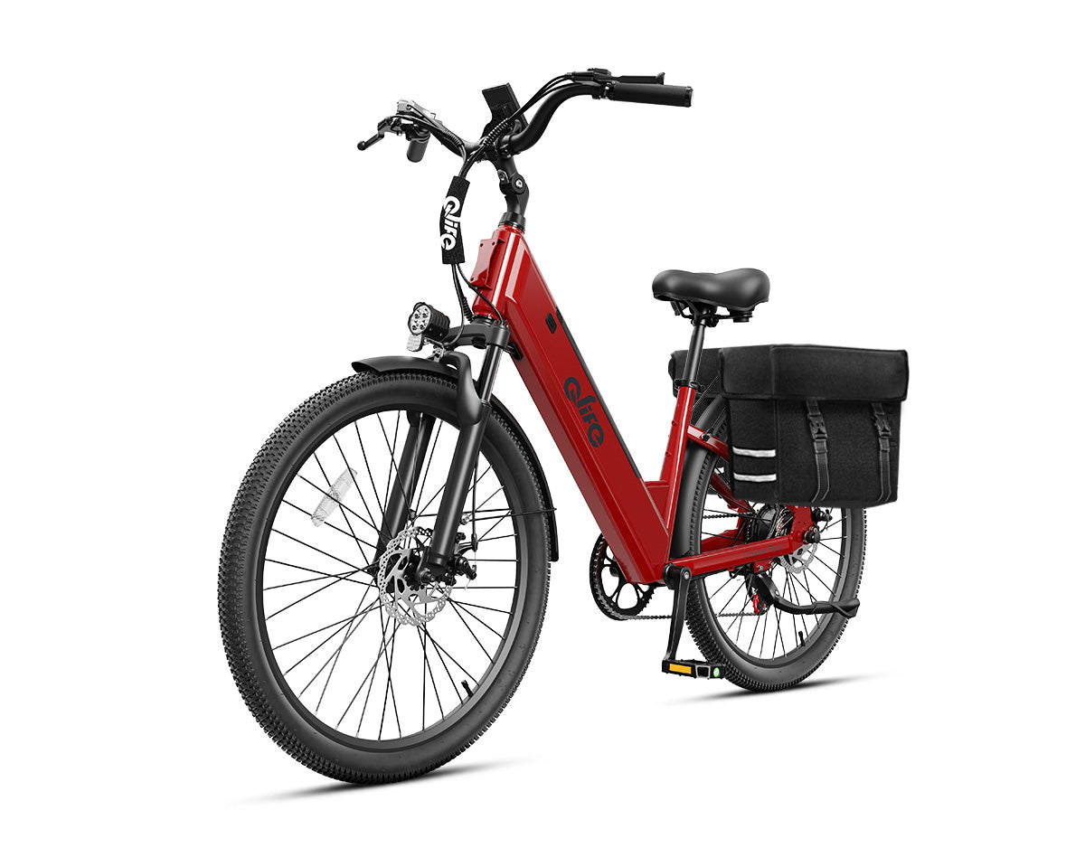 Cityone Plus Step-Thru Electric Commuter Bike, With Pannier Bag, Red