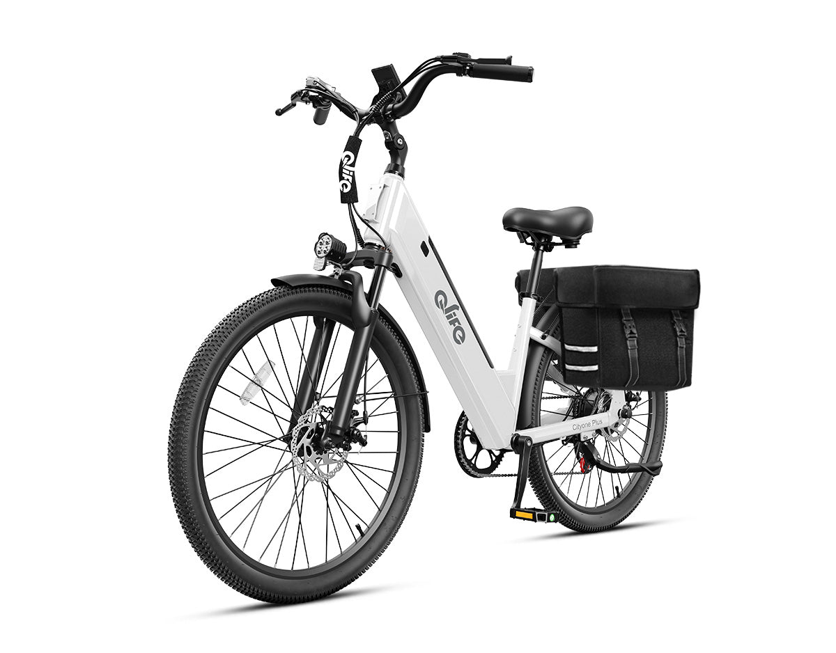 Cityone Plus Step-Thru Electric Commuter Bike, With Pannier Bag, White