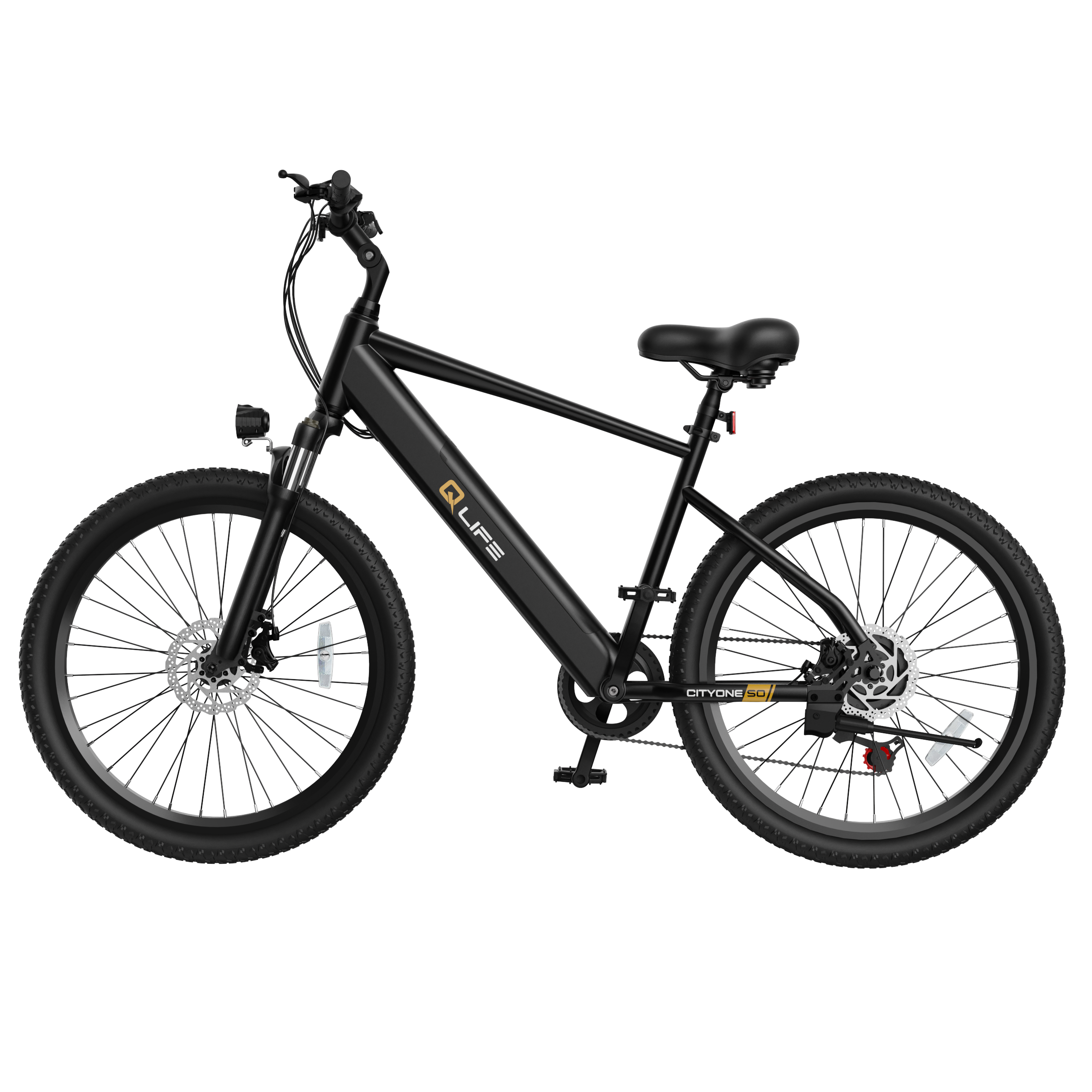 Cityone Step Over 2.0 Electric Mountain Bike, Updated Frame, Black