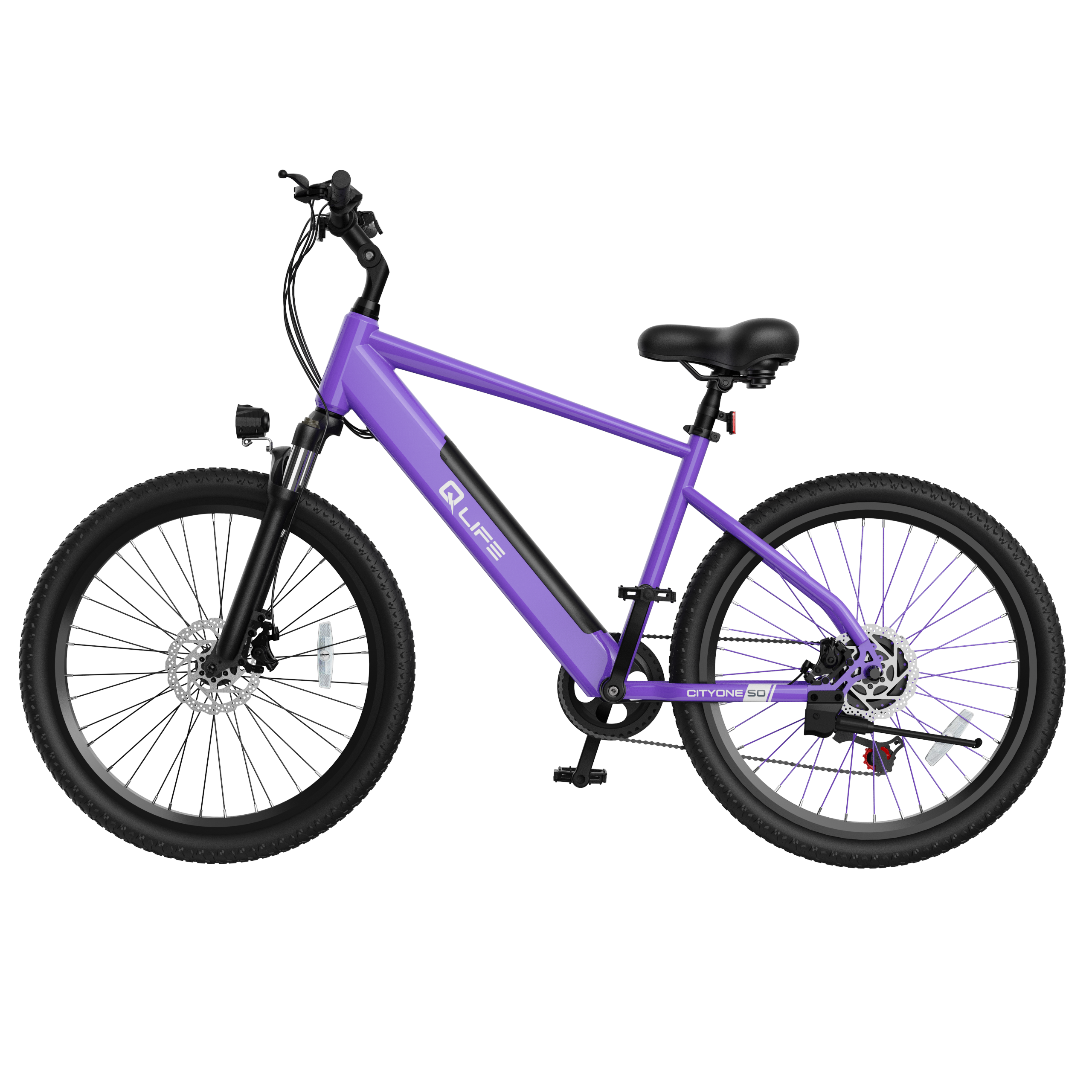 Cityone Step Over 2.0 Electric Mountain Bike, Updated Frame, Purple