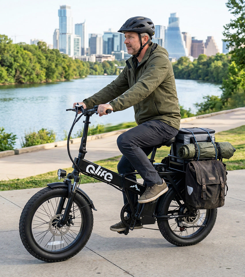Hunter All-Terrain Folding Electric Bike for Adults, Lifestyle 2