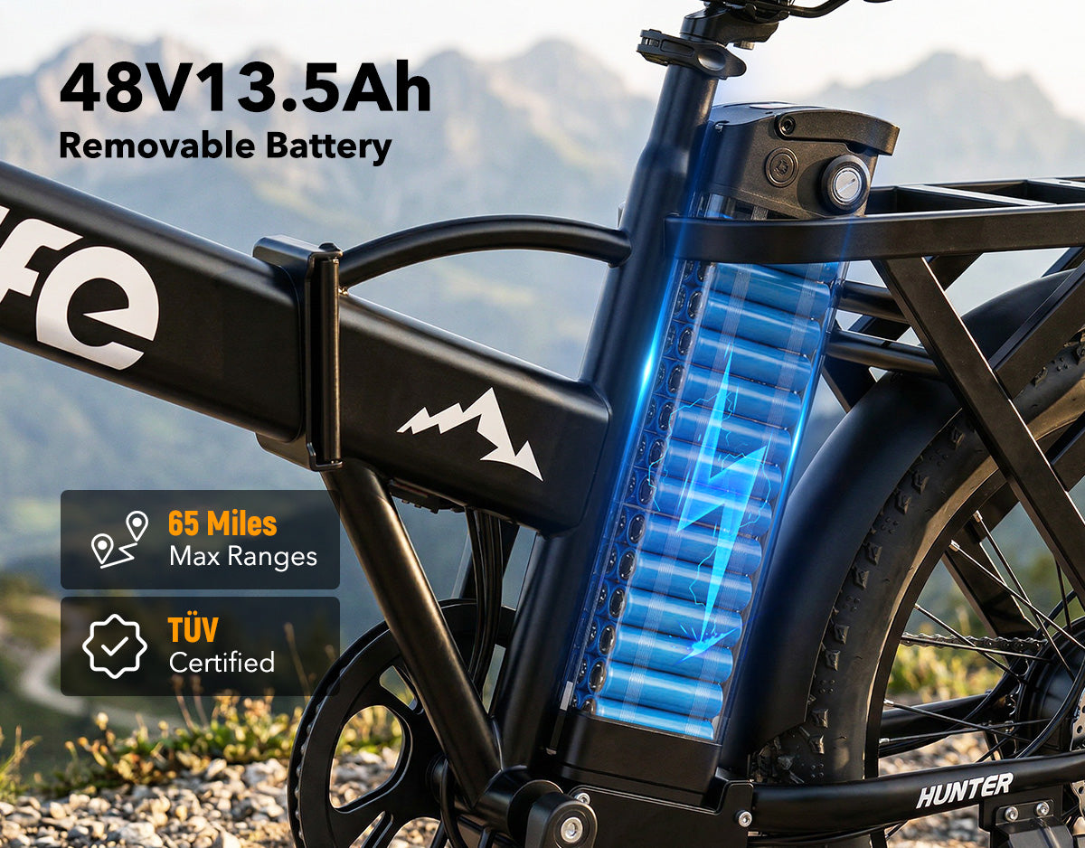 Hunter All-Terrain Folding Electric Bike for Adults, Standard, 48V 13.5Ah