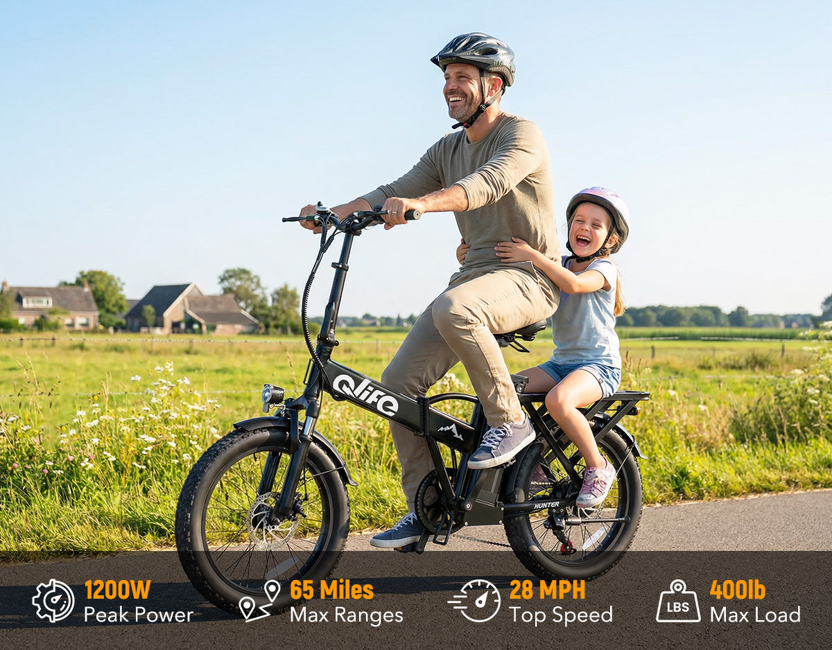 Hunter All-Terrain Folding Electric Bike for Adults, Standard, 65 Miles