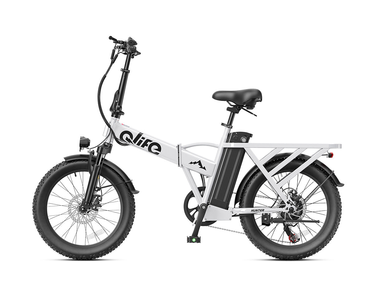 Hunter All-Terrain Folding Electric Bike for Adults, Standard, White