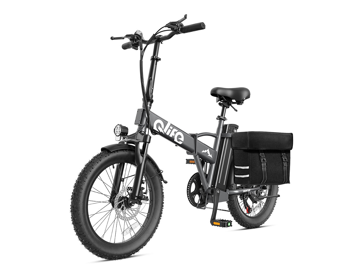 Hunter All-Terrain Folding Electric Bike for Adults, With Pannier Bag, Grey 2
