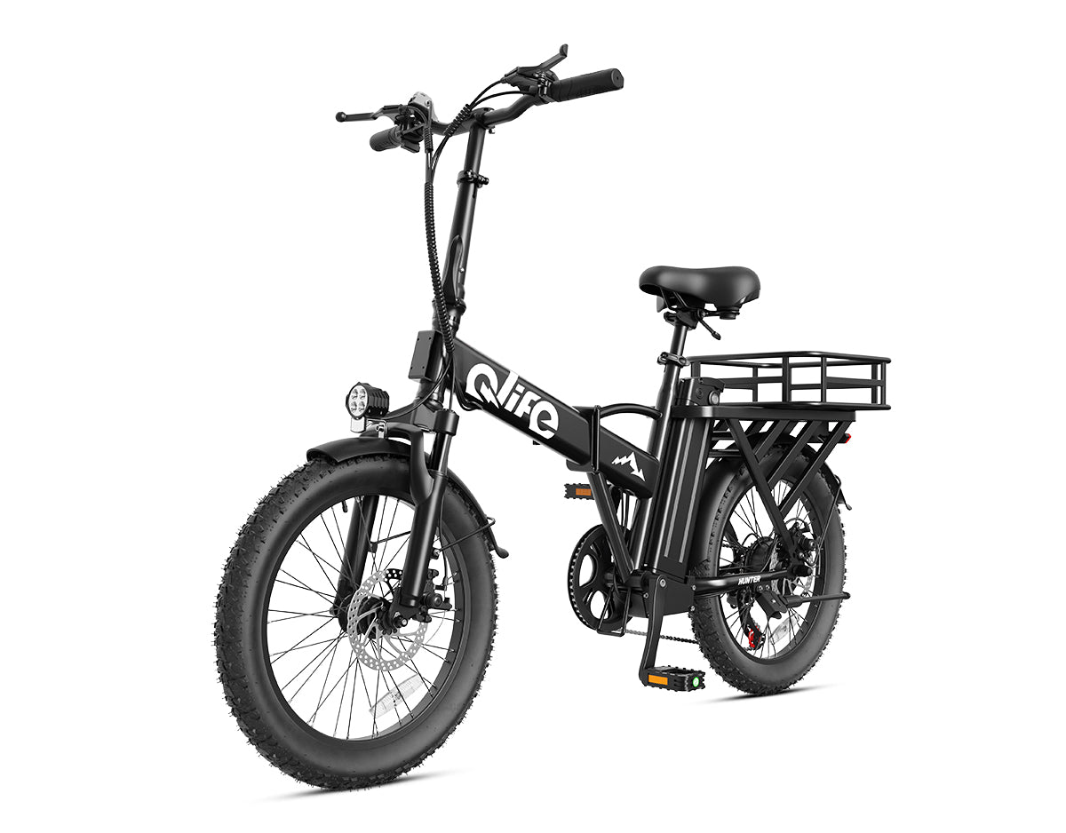 Hunter All-Terrain Folding Electric Bike for Adults, With Rear Bike Basket, Black 2