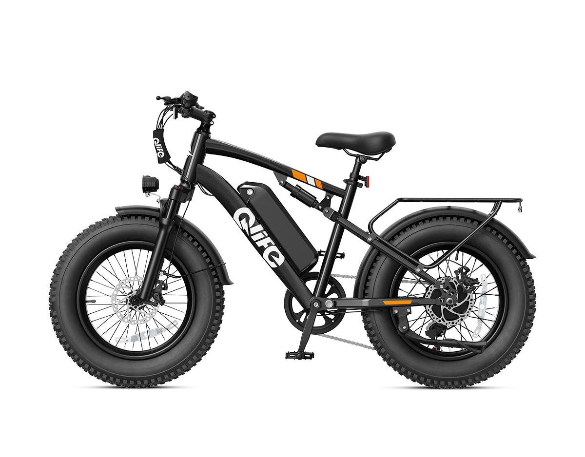 Racer 20x4.0'' Fat Tire 2.0 Electric Bike, With Fenders & Rear Rack, Black