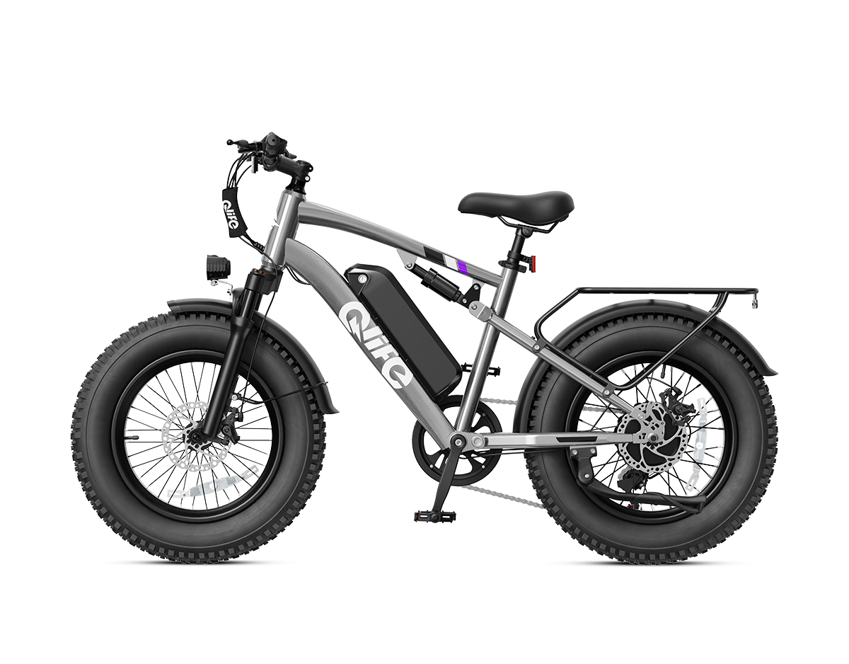 Racer 20x4.0'' Fat Tire 2.0 Electric Bike, With Fenders & Rear Rack, Gray