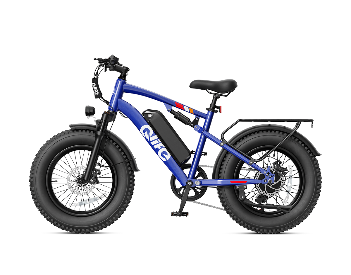 Racer 20x4.0'' Fat Tire 2.0 Electric Bike, With Fenders & Rear Rack, Navy