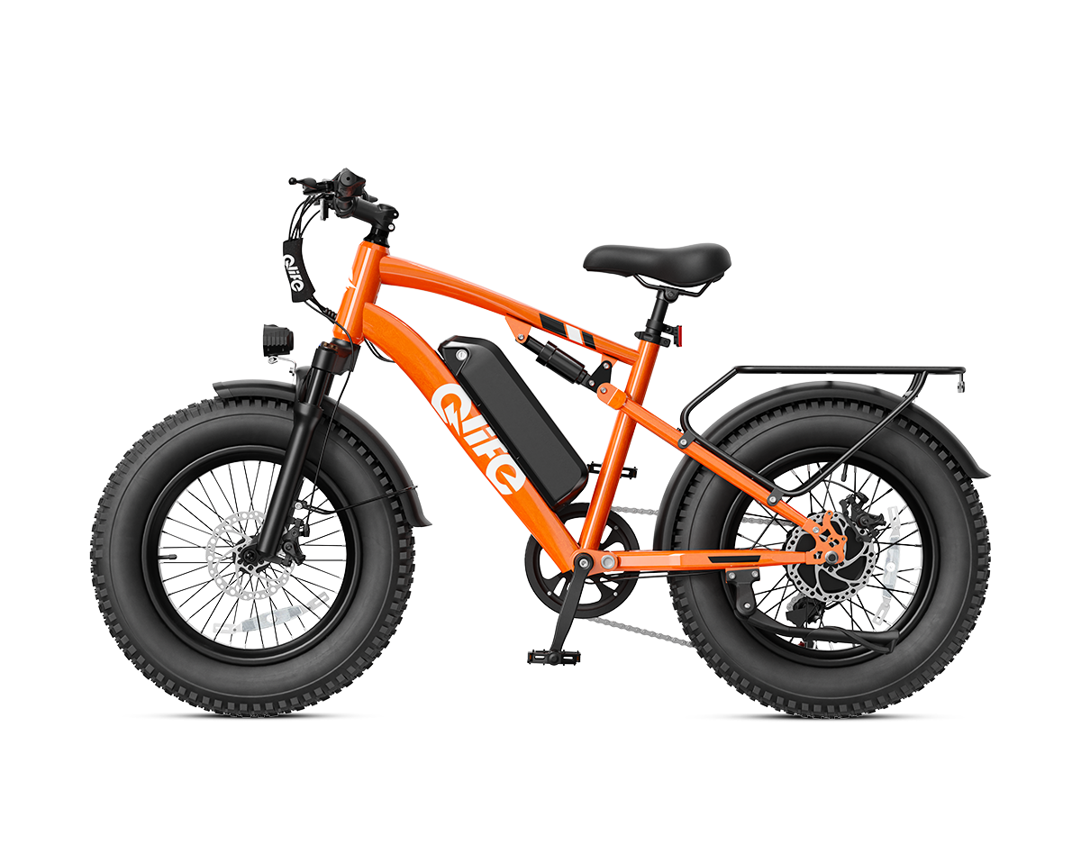 Racer 20x4.0'' Fat Tire 2.0 Electric Bike, With Fenders & Rear Rack, Orange