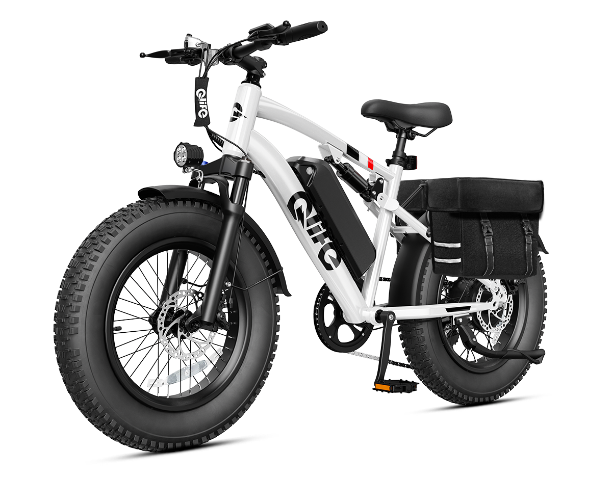 Racer 20x4.0'' Fat Tire 2.0 Electric Bike, With Pannier Bag, White