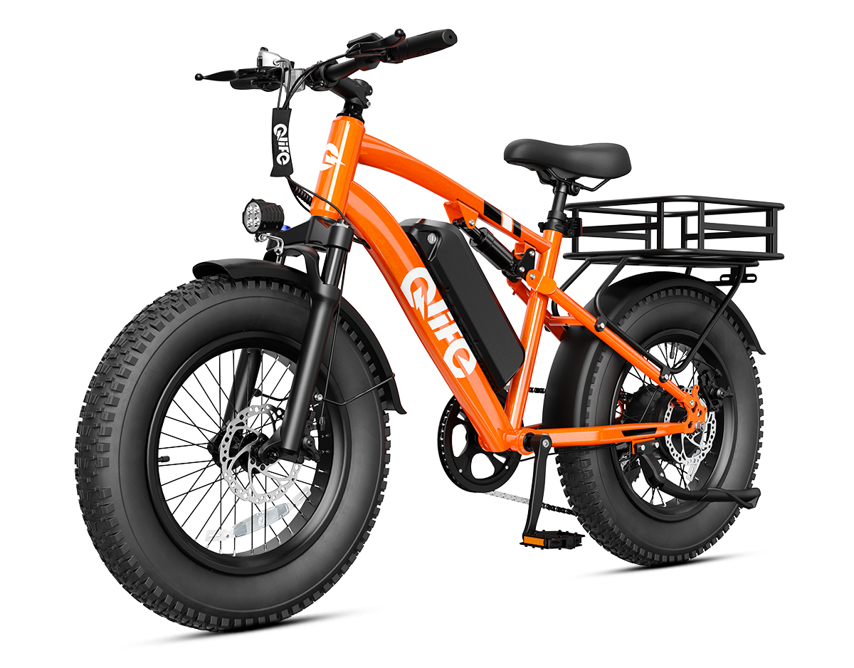 Racer 20x4.0'' Fat Tire 2.0 Electric Bike, With Rear Bike Basket, Orange