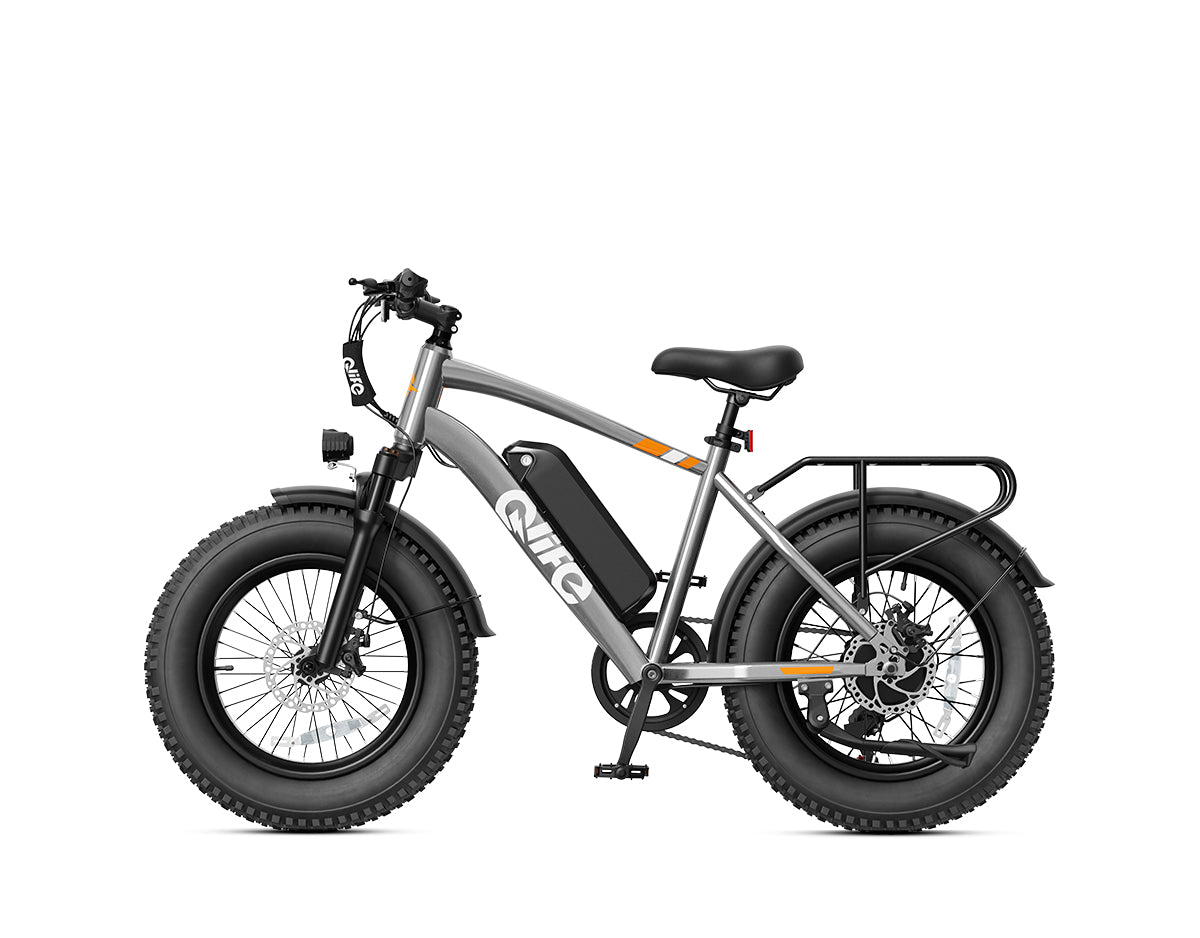Racer 20x4.0'' Fat Tire Electric Bike For Adults, With Fenders & Rear Rack, Gray