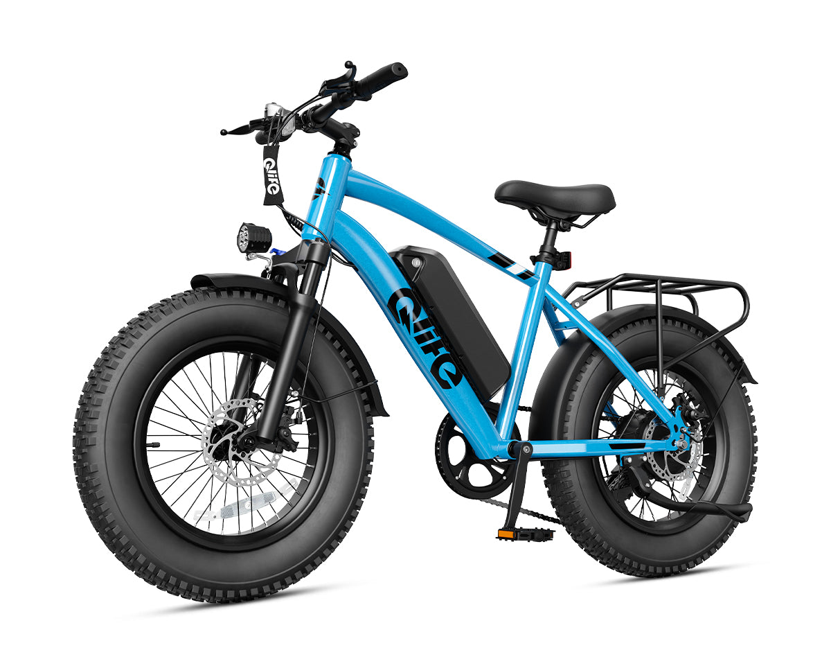 Racer 20x4.0'' Fat Tire Electric Bike For Adults, With Fenders & Rear Rack, Light Blue 2