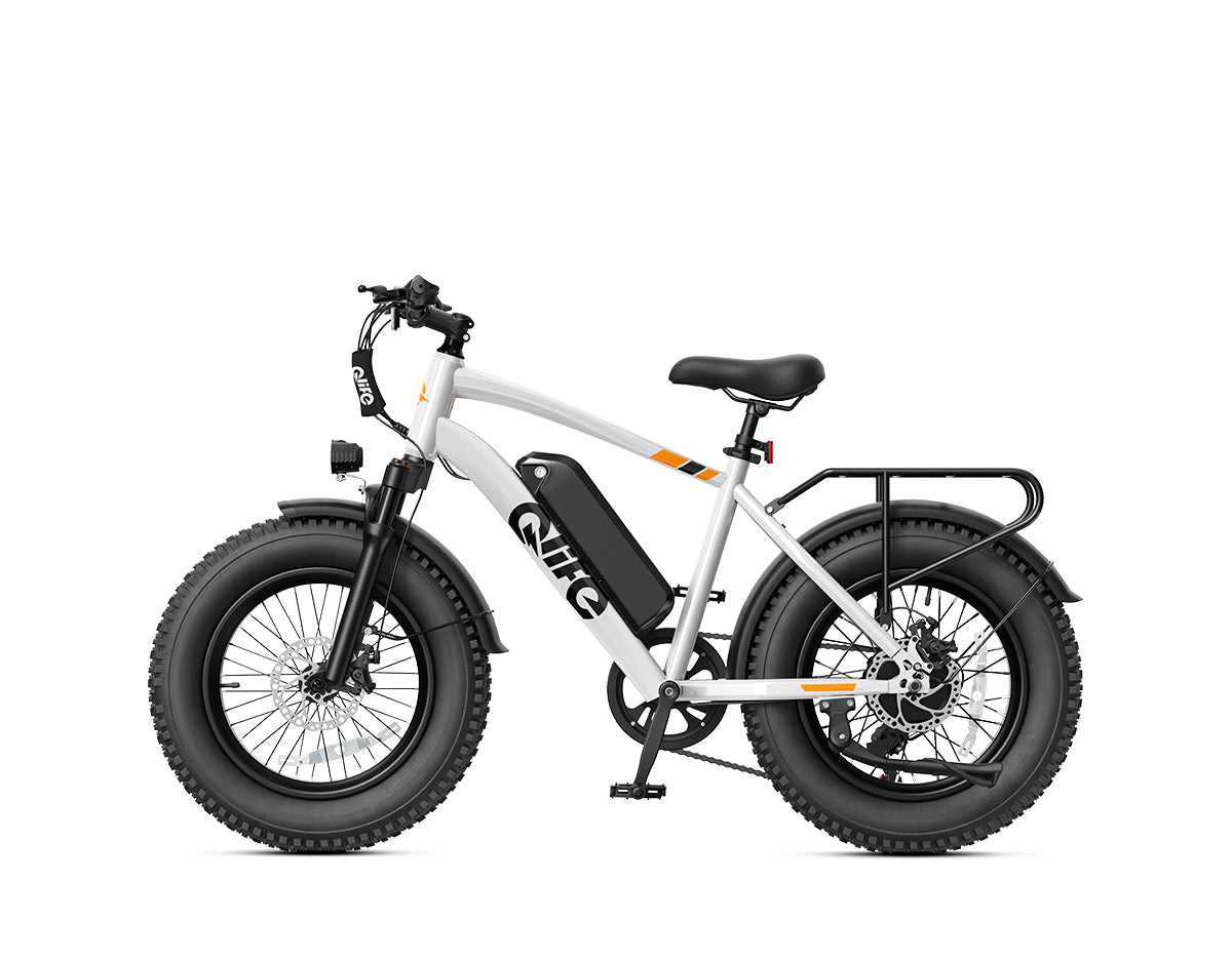 Racer 20x4.0'' Fat Tire Electric Bike For Adults, With Fenders & Rear Rack, White