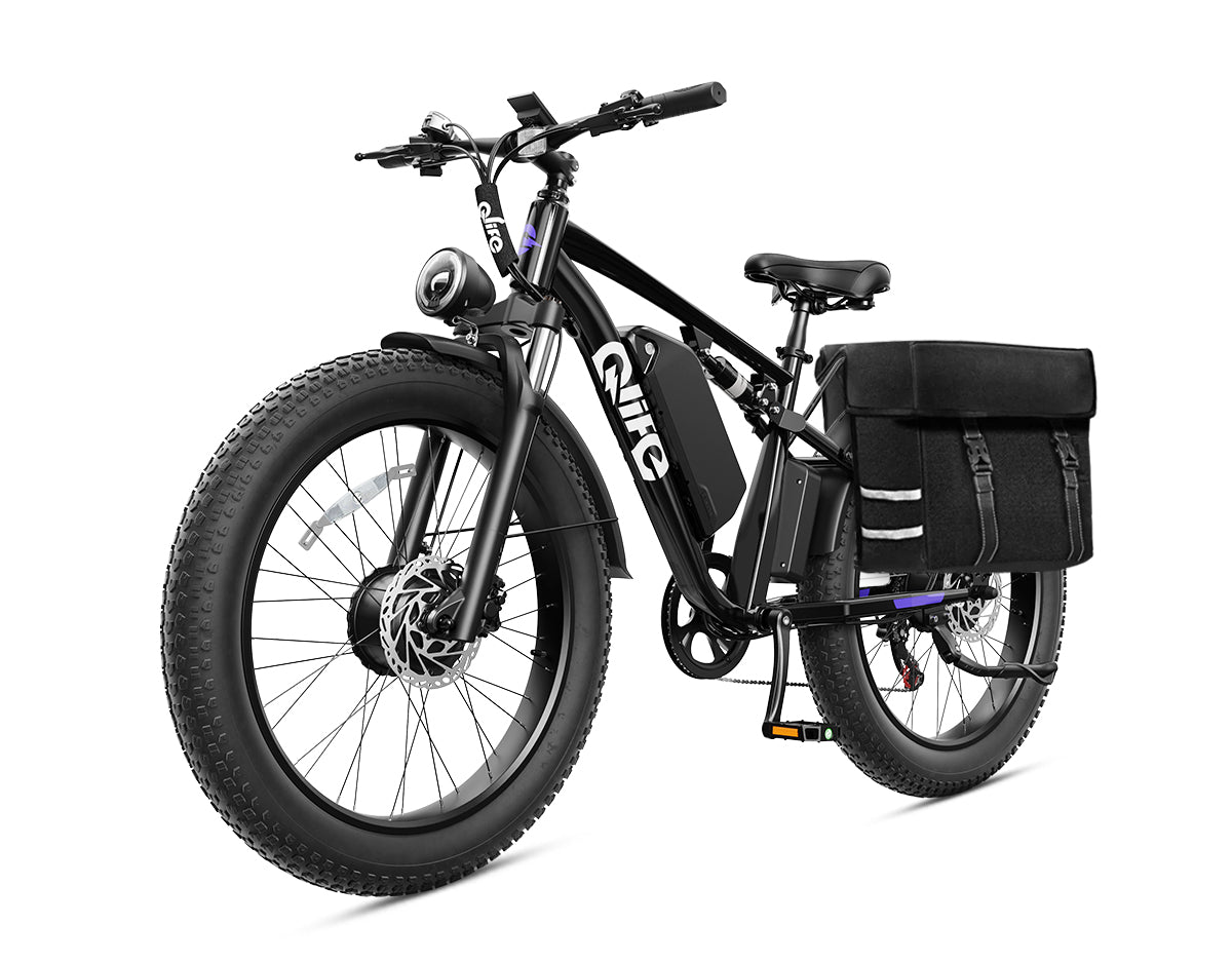 Racer Max Dual Motor 26x4.0'' Fat Tire Electric Bike for Adults, With Pannier Bag, Black