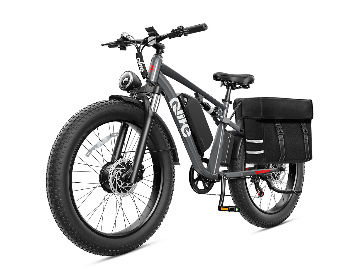 Racer Max Dual Motor 26x4.0'' Fat Tire Electric Bike for Adults, With Pannier Bag, Gray 2