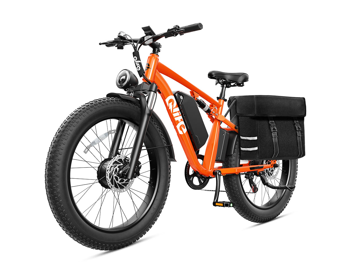 Racer Max Dual Motor 26x4.0'' Fat Tire Electric Bike for Adults, With Pannier Bag, Orange