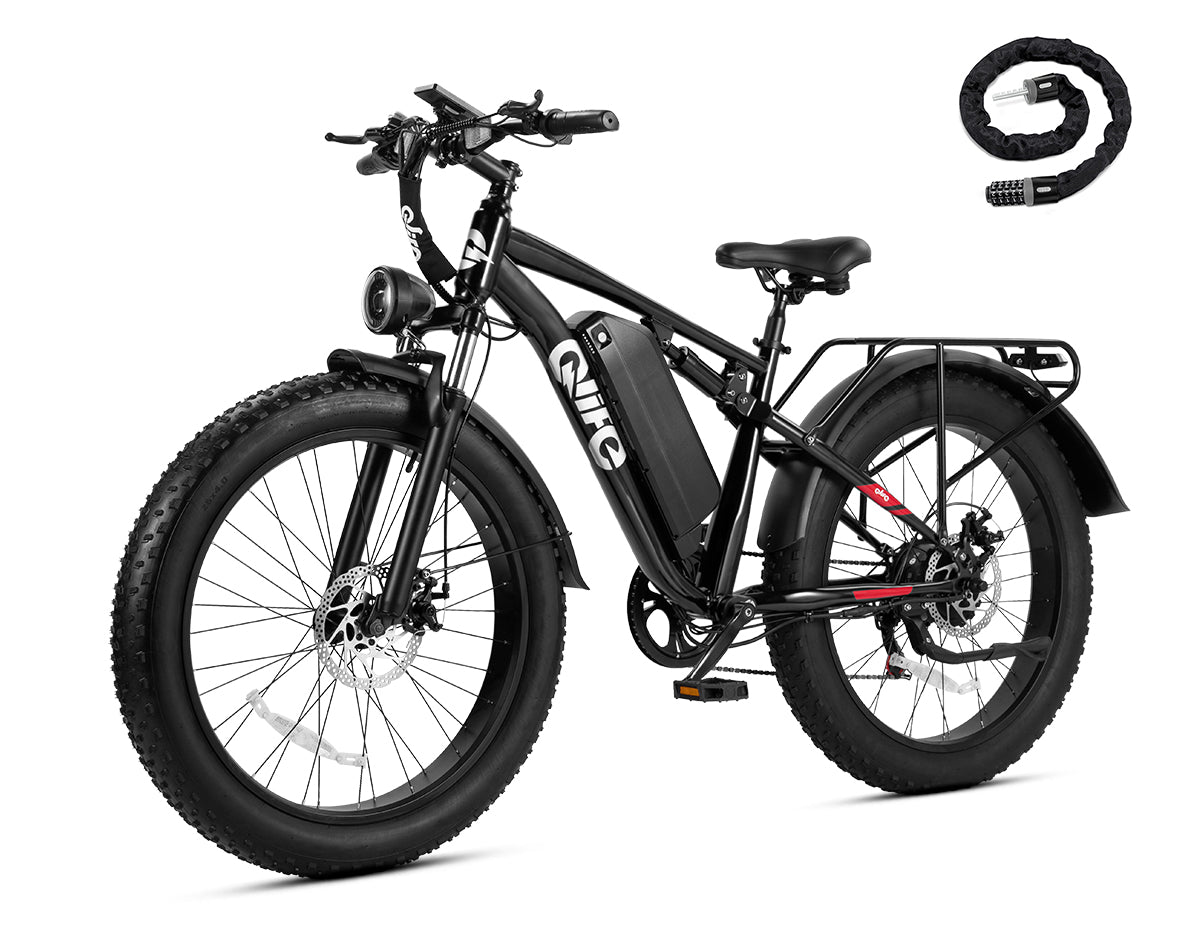 Racer Plus 26x4.0'' Fat Tire 2.0 Electric Bike For Adults, With Cable Lock, Black