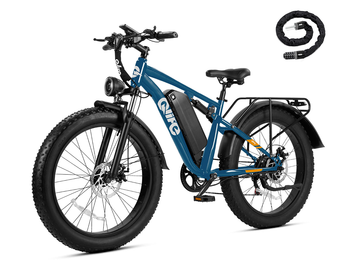 Racer Plus 26x4.0'' Fat Tire 2.0 Electric Bike For Adults, With Cable Lock, Blue