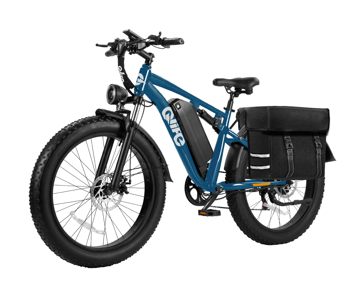 Racer Plus 26x4.0'' Fat Tire 2.0 Electric Bike For Adults, With Pannier Bag, Blue