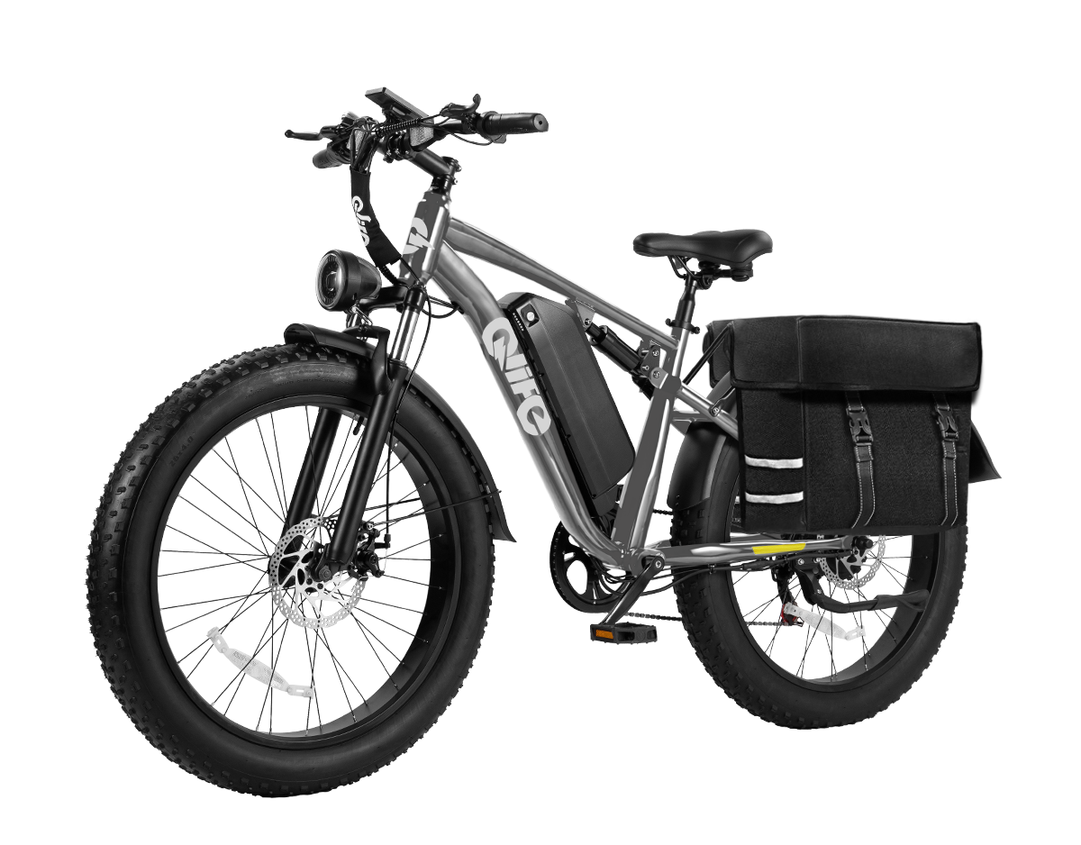 Racer Plus 26x4.0'' Fat Tire 2.0 Electric Bike For Adults, With Pannier Bag, Grey