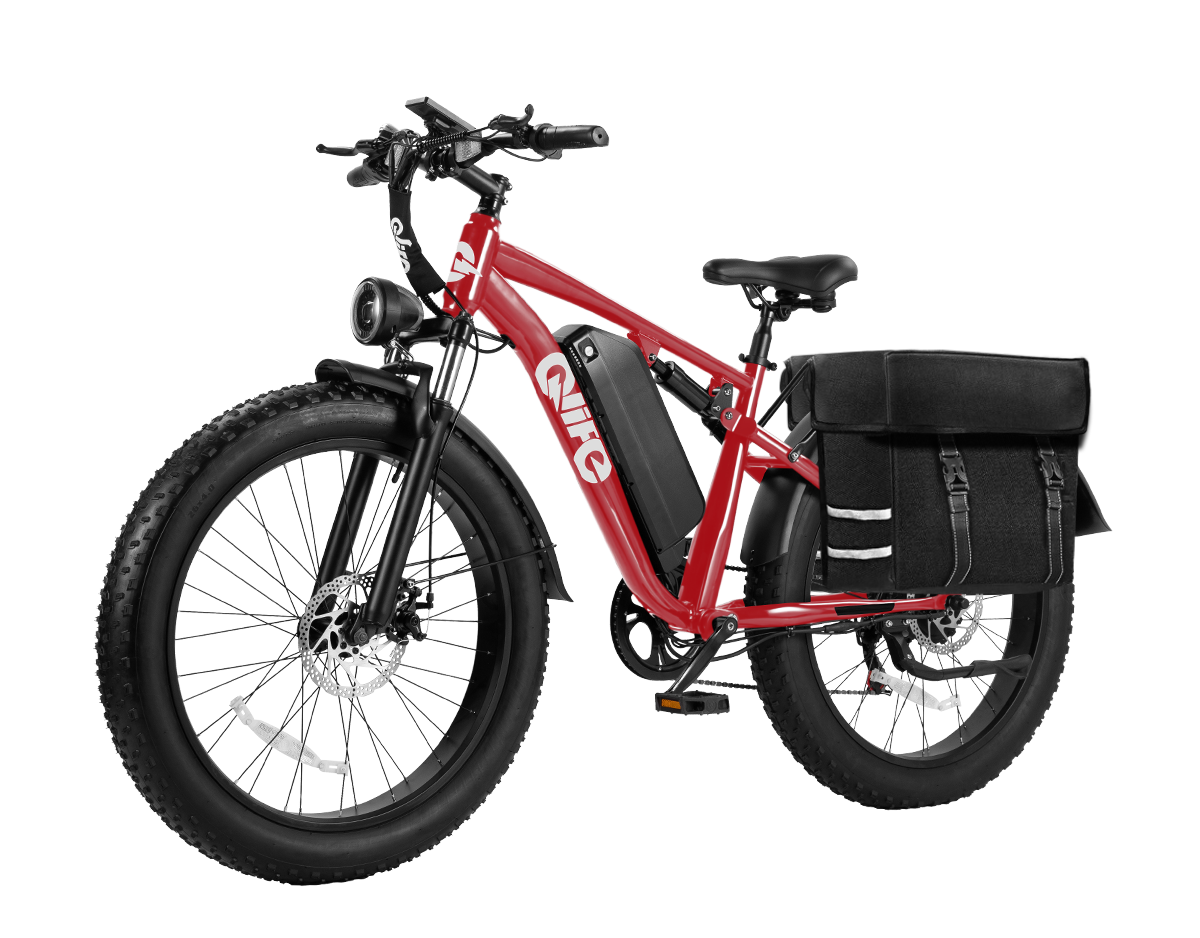 Racer Plus 26x4.0'' Fat Tire 2.0 Electric Bike For Adults, With Pannier Bag, Red
