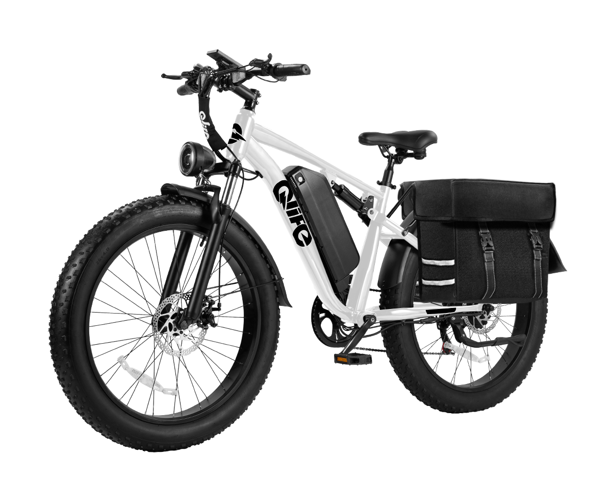 Racer Plus 26x4.0'' Fat Tire 2.0 Electric Bike For Adults, With Pannier Bag, White