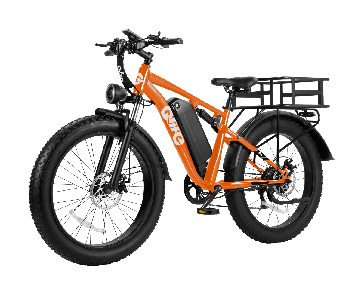 Racer Plus 26x4.0'' Fat Tire 2.0 Electric Bike For Adults, With Rear Bike Basket, Orange 2