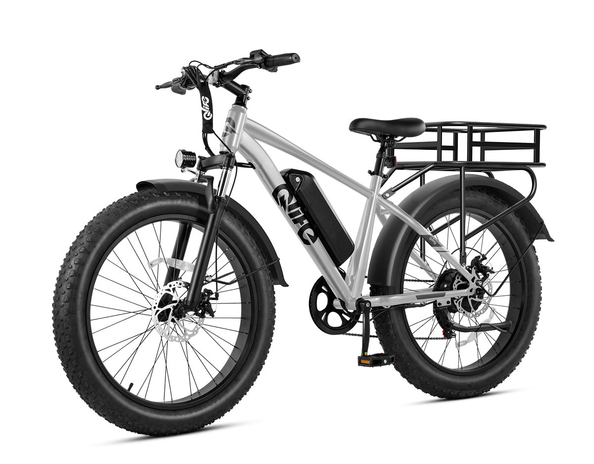 Racer Plus 26x4.0'' Fat Tire Electric Bike For Adults, With Rear Bike Basket, Silver 3
