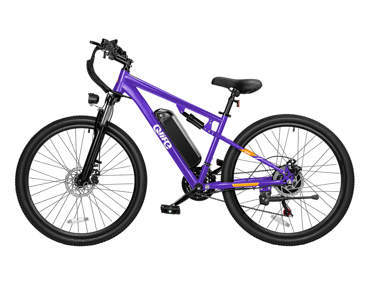 Racer Ultra Step-Over Full-Suspension Mountain eBike for Adults, Standard, Purple