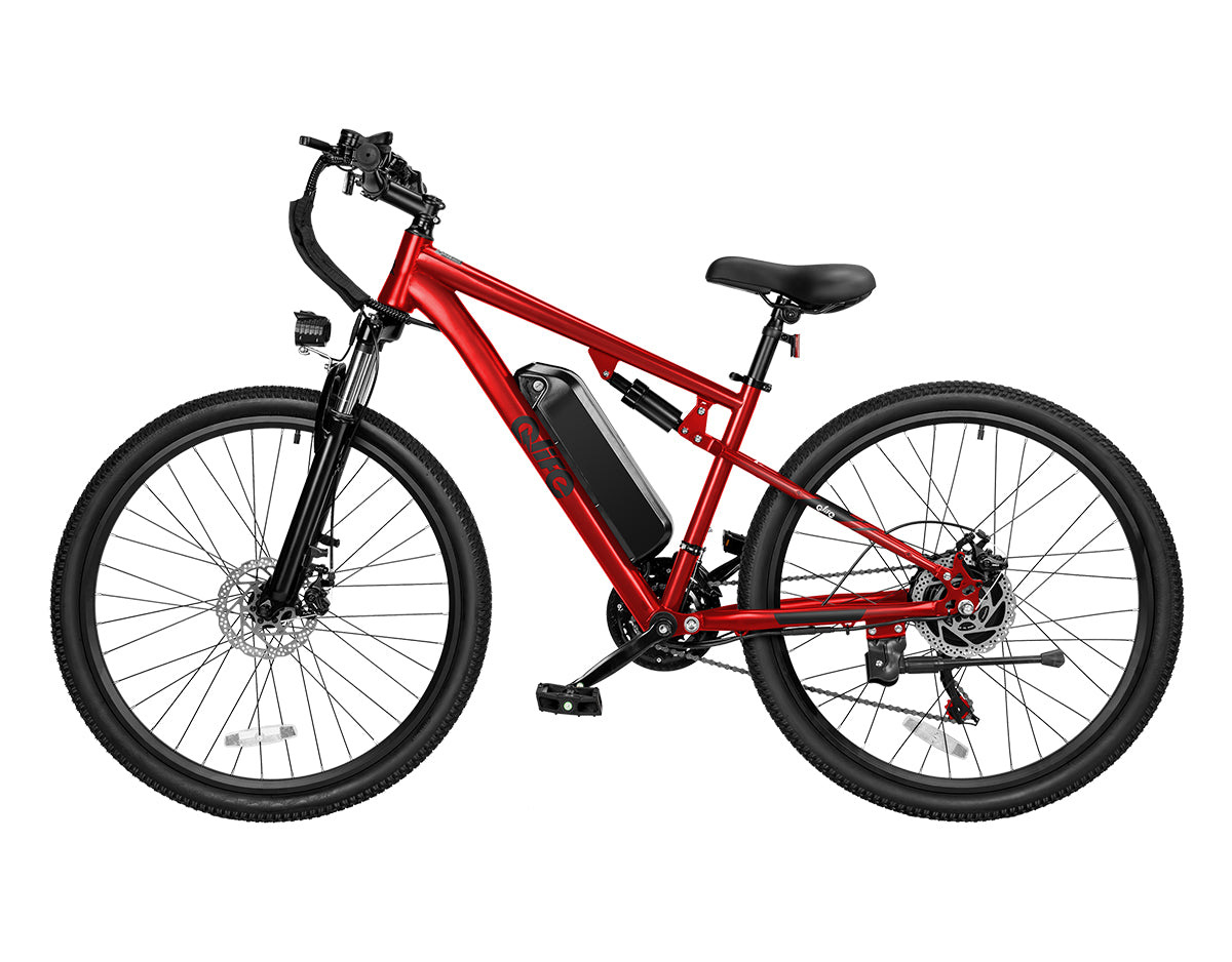 Racer Ultra Step-Over Full-Suspension Mountain eBike for Adults, Standard, Red