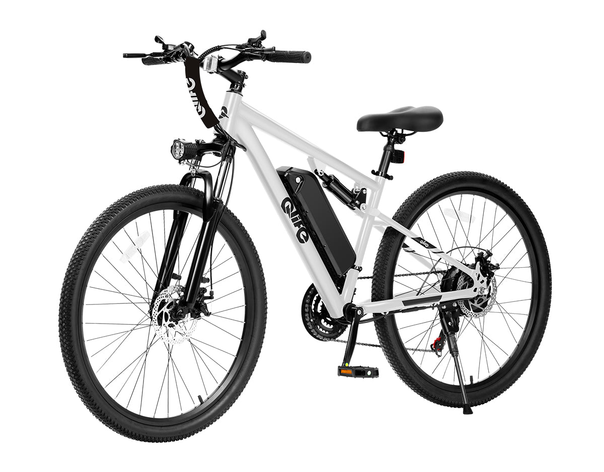 Racer Ultra Step-Over Full-Suspension Mountain eBike for Adults, Standard, White 2