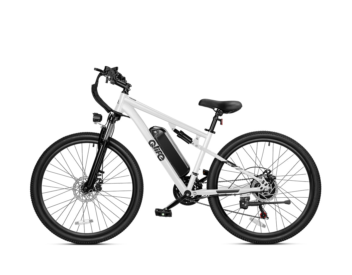 Racer Ultra Step-Over Full-Suspension Mountain eBike for Adults, Standard, White 3