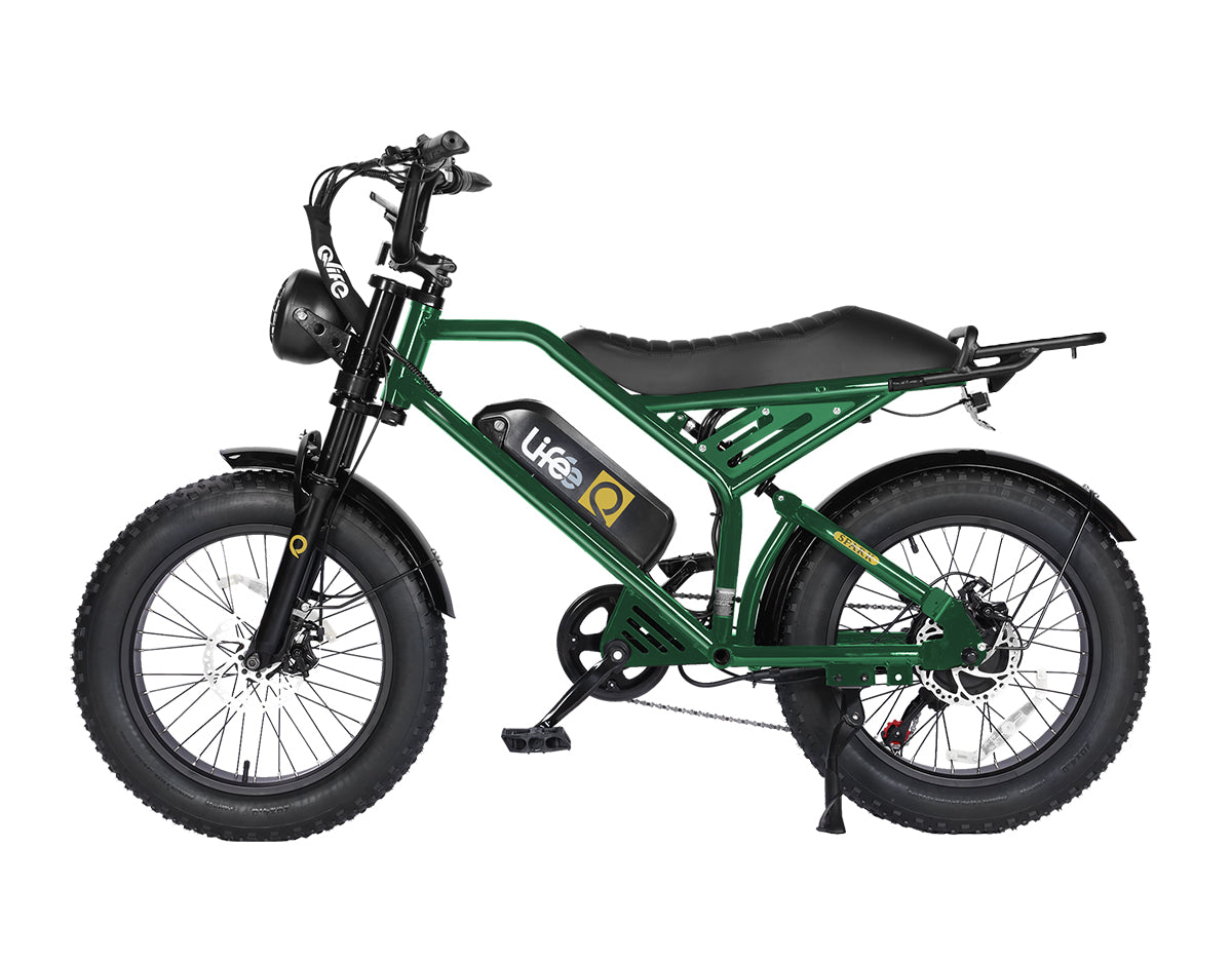 Spark 20x4.0" Moped-Style E-Bike, With Rear Rack, Green