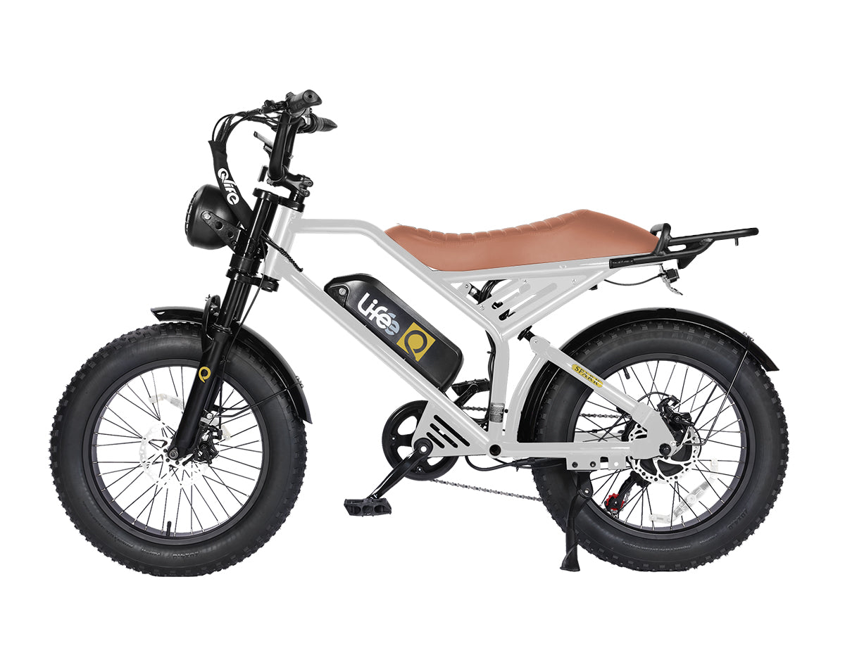 Spark 20x4.0" Moped-Style E-Bike, With Rear Rack, White 1