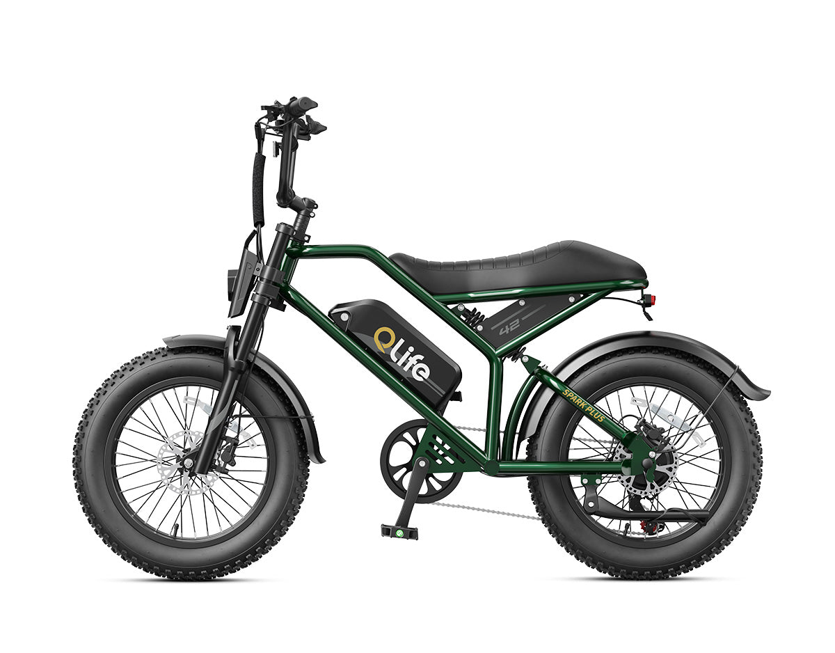 Spark Plus 20x4.0" Hydraulic Brakes Moped-Style E-Bike, Standard, Green