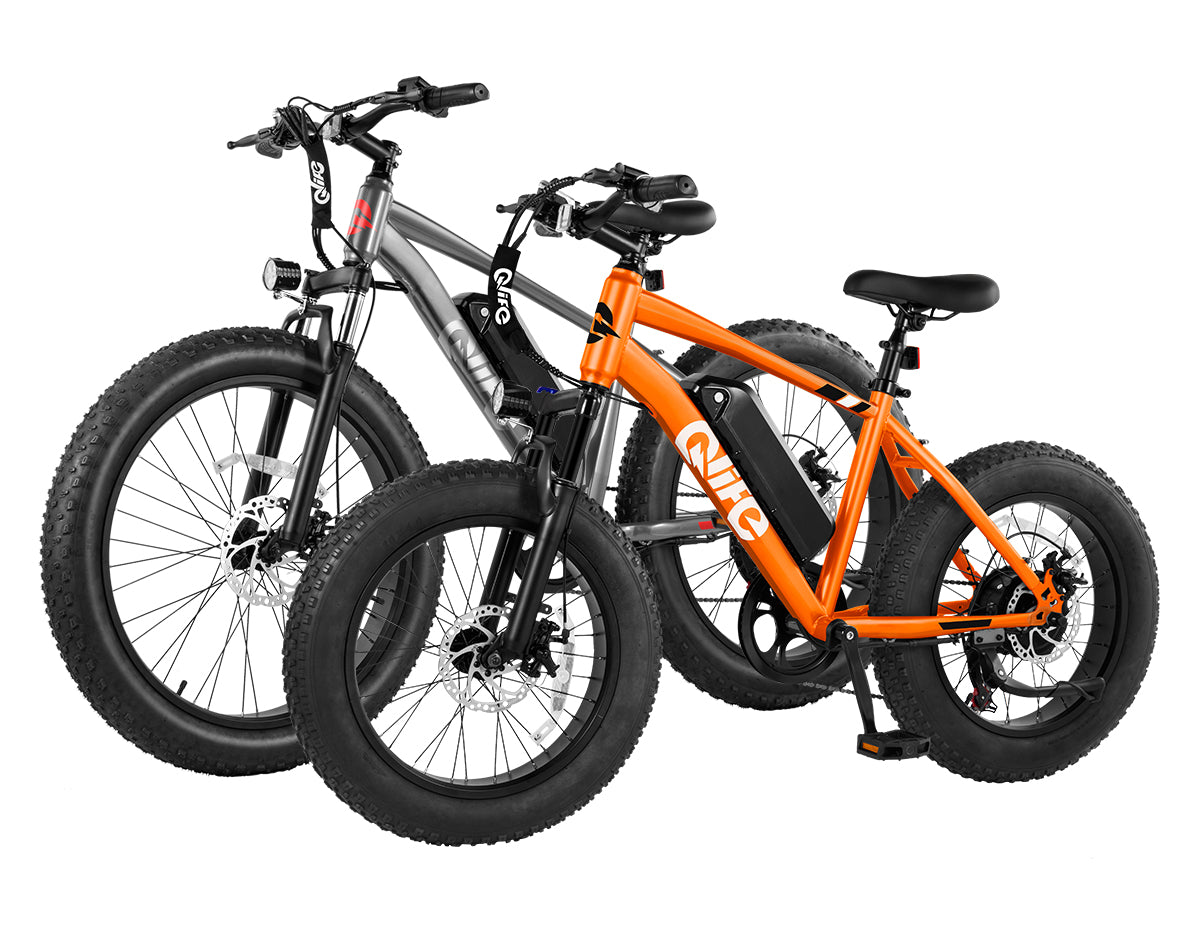 electric bicycles near me for sale Qlife Ebike Combo Sale Racer 20x4.0'' Fat Tire 2.0+Racer Plus 26x4.0'' Fat Tire 2.0 Black / Black