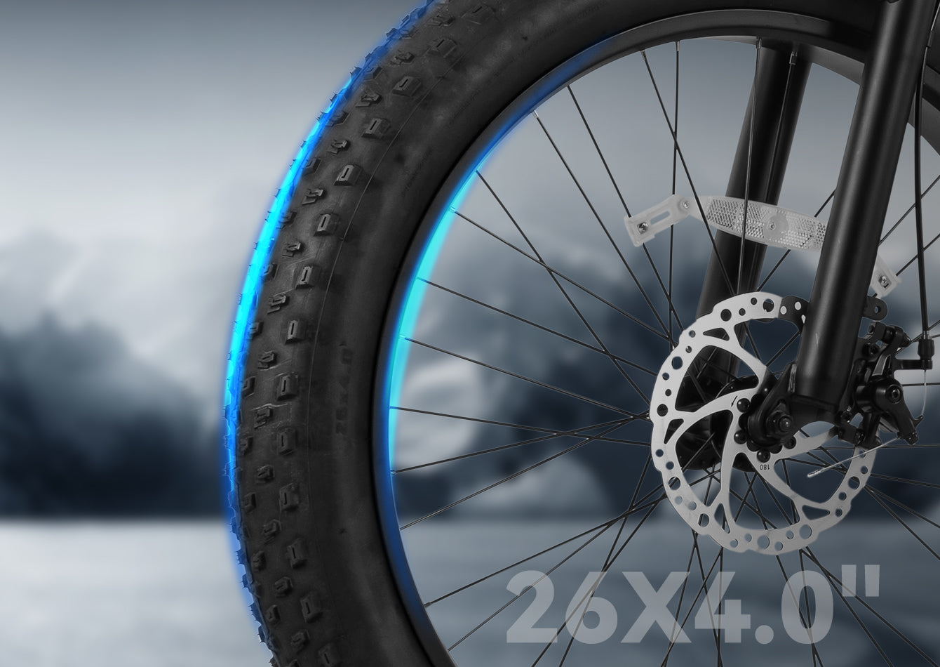 26 x 4.0" Puncture-Resistant Fat Tires