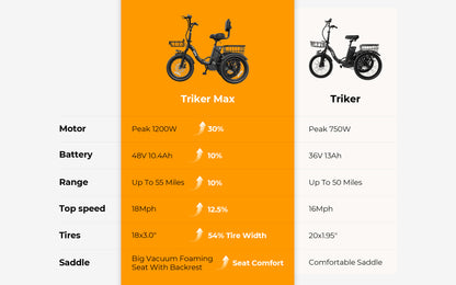 Triker Max Folding 3 Wheels Electric Bike