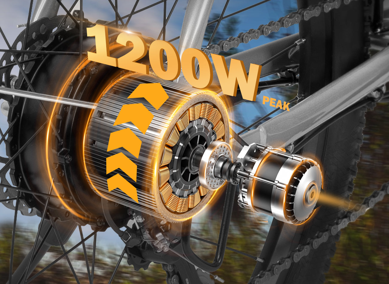 1200W Peak Motor, Up to 28MPH