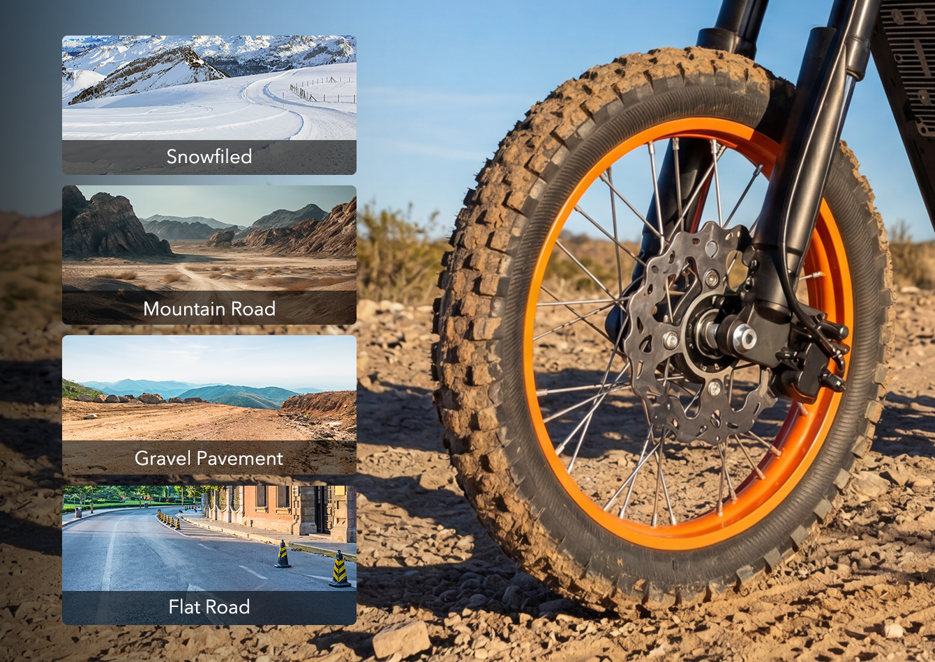 Motorcycle-Grade Off-Road TiresMaximum Grip. Built for Every Road.