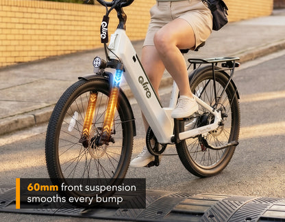 Cityone Plus Step-Thru Electric Commuter Bike, 60 mm Front Suspension