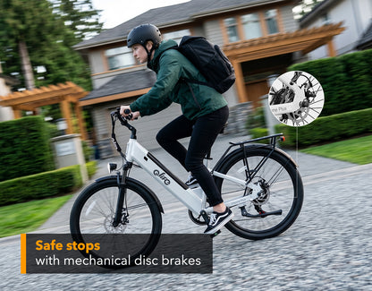 Cityone Plus Step-Thru Electric Commuter Bike, Safe Stops