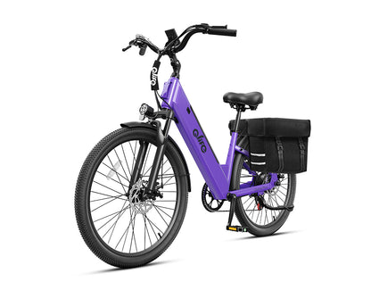 Cityone Plus Step-Thru Electric Commuter Bike, With Pannier Bag, Purple